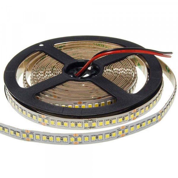 24V LED ЛЕНТА 1ролка-5м, 2835 196L/M 12MM 20W/M 2100LM/M IP65 – Топло Бяла