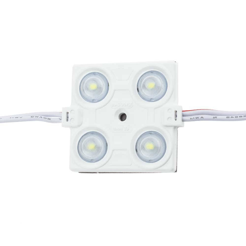 2.4W LED МОДУЛ С ЛУПА 4 2835 160° DC12V IP65 43*38*6.5mm – Студено Бяла