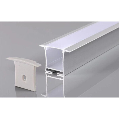 АЛУМИНИЕВ ПРОФИЛ ЗА LED ЛЕНТА СРЕБРИСТО ТЯЛО/БЯЛ РАЗСЕЙВАТЕЛ 2m ЗА ВГРАЖДАНЕ