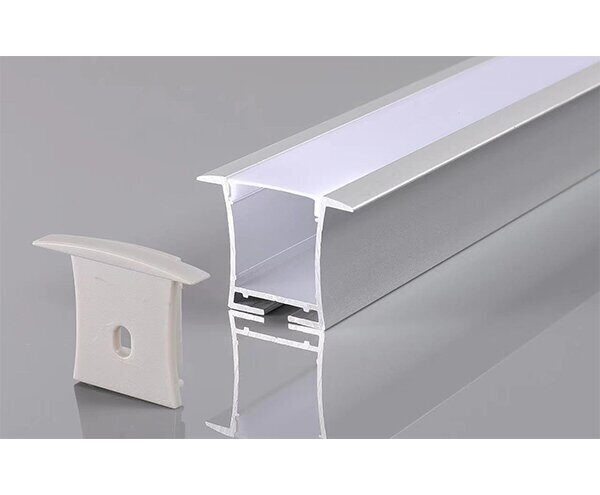 АЛУМИНИЕВ ПРОФИЛ ЗА LED ЛЕНТА СРЕБРИСТО ТЯЛО/БЯЛ РАЗСЕЙВАТЕЛ 2m ЗА ВГРАЖДАНЕ