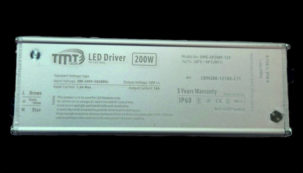  200W, 12V, IP68 LED DRIVERS Outdoor Metal Case