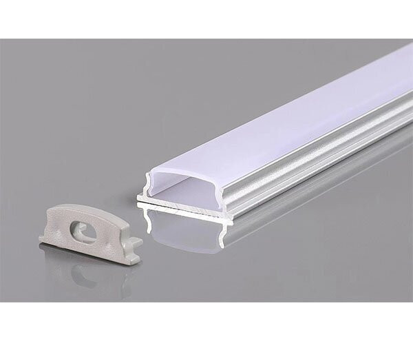 АЛУМИНИЕВ ПРОФИЛ ЗА LED ЛЕНТА СРЕБРИСТО ТЯЛО/БЯЛ РАЗСЕЙВАТЕЛ 2m 18x6mm