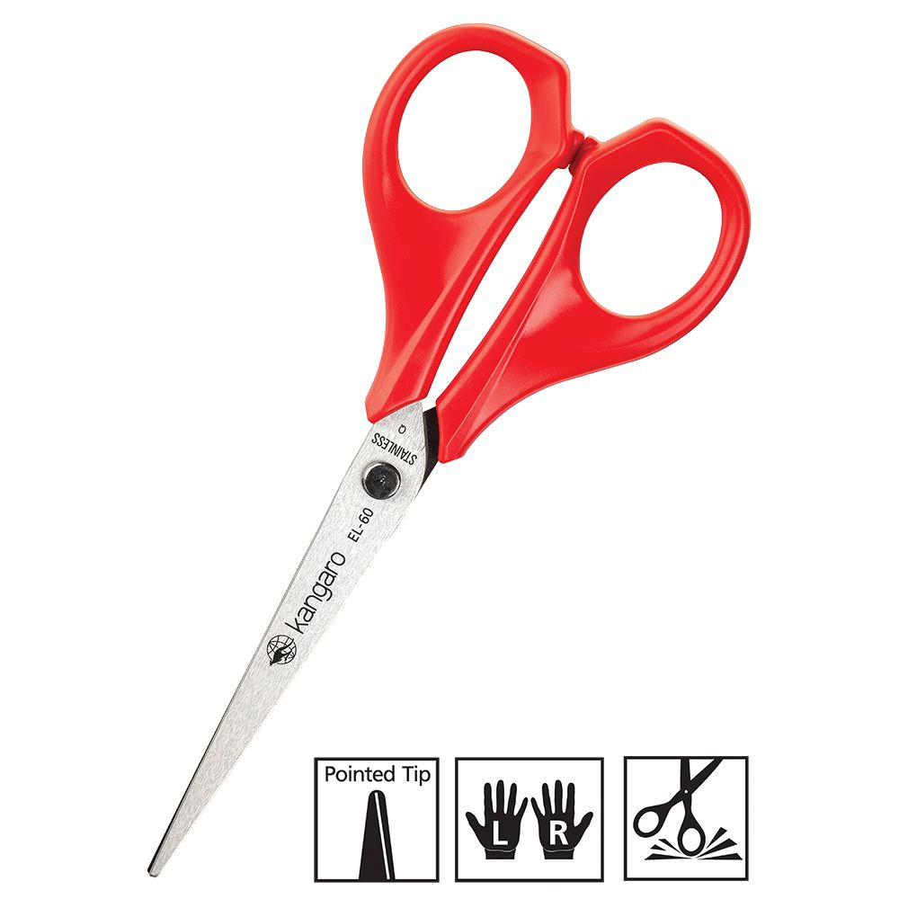 Scissors Kangaro EL-60 15.2cm red handles