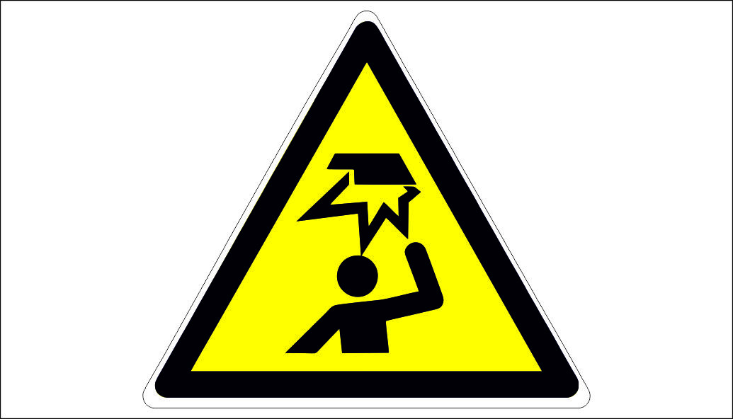 SIGN ATTENTION OVERHEAD OBSTACLE