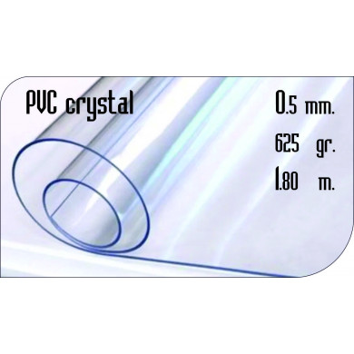 PVC КРИСТАЛ 0.5 ММ. 625 ГР./М2, ШИРИНА 1,80Х50 МЕТРА РОЛКА