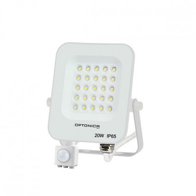 LED SMD ПРОЖЕКТОР БЯЛ 20W 1800LM AC220-240V 90° IP65 4500K + СЕНЗОР