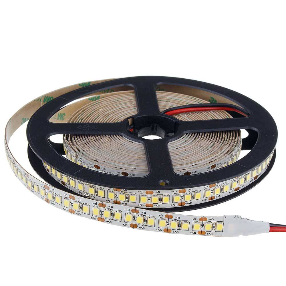 12V LED ЛЕНТА 1ролка-5м, 2835 196L/M 12MM 20W/M 2100LM/M IP20 – Топло Бяла