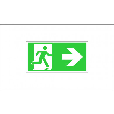 "EMERGENCY EXIT/EVACUATION ROUTE - RIGHT" SIGN