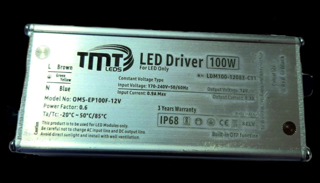 100W, 12V, IP68 LED DRIVERS Outdoor Metal Case