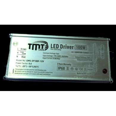 100W, 12V, IP68 LED DRIVERS Outdoor  Metal Case