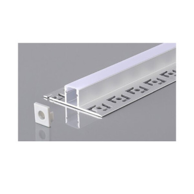 АЛУМИНИЕВ ПРОФИЛ ЗА LED ЛЕНТА СИВО ТЯЛО/БЯЛ РАЗСЕЙВАТЕЛ 2m ЗА ВГРАЖДАНЕ