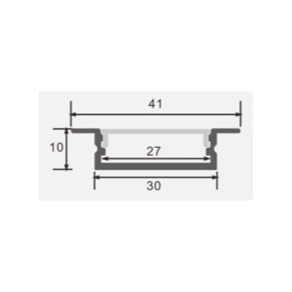 АЛУМИНИЕВ ПРОФИЛ ЗА LED ЛЕНТА L=2m 41*10mm ЧЕРНО ТЯЛО