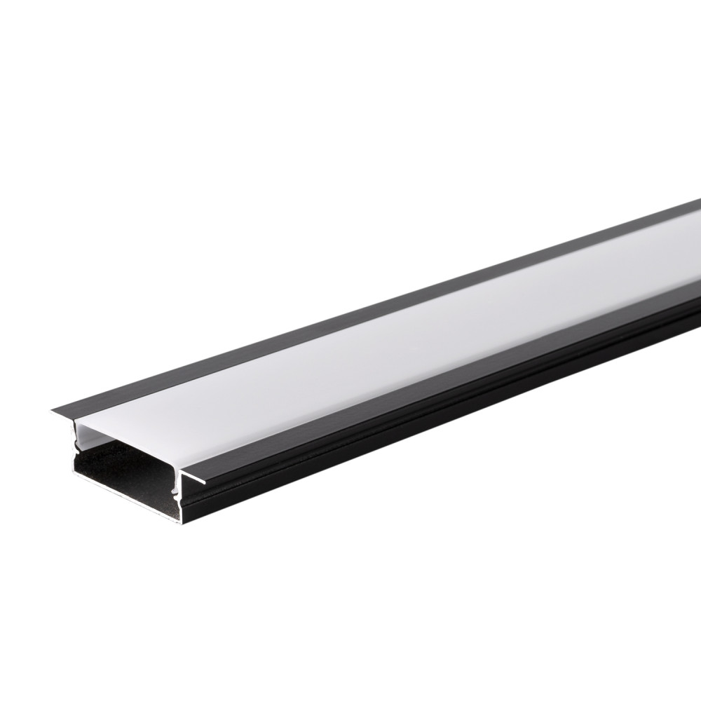 АЛУМИНИЕВ ПРОФИЛ ЗА LED ЛЕНТА ЧЕРНО ТЯЛО/БЯЛ РАЗСЕЙВАТЕЛ 2m 41х10mm ЗА ВГРАЖДАНЕ