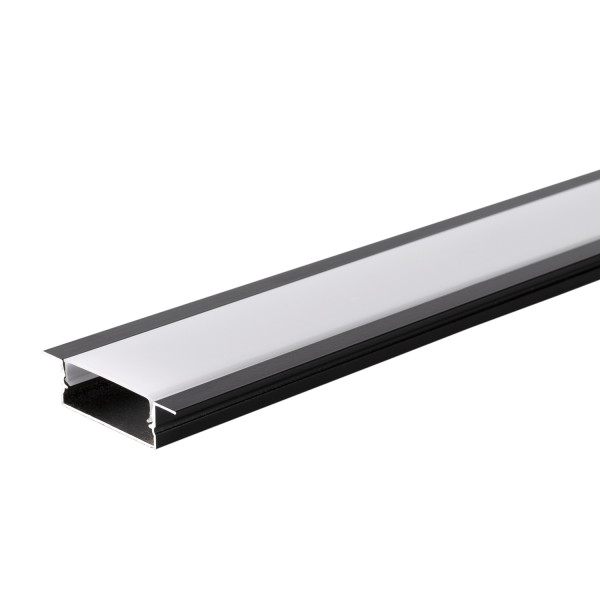 АЛУМИНИЕВ ПРОФИЛ ЗА LED ЛЕНТА ЧЕРНО ТЯЛО/БЯЛ РАЗСЕЙВАТЕЛ 2m 41х10mm ЗА ВГРАЖДАНЕ