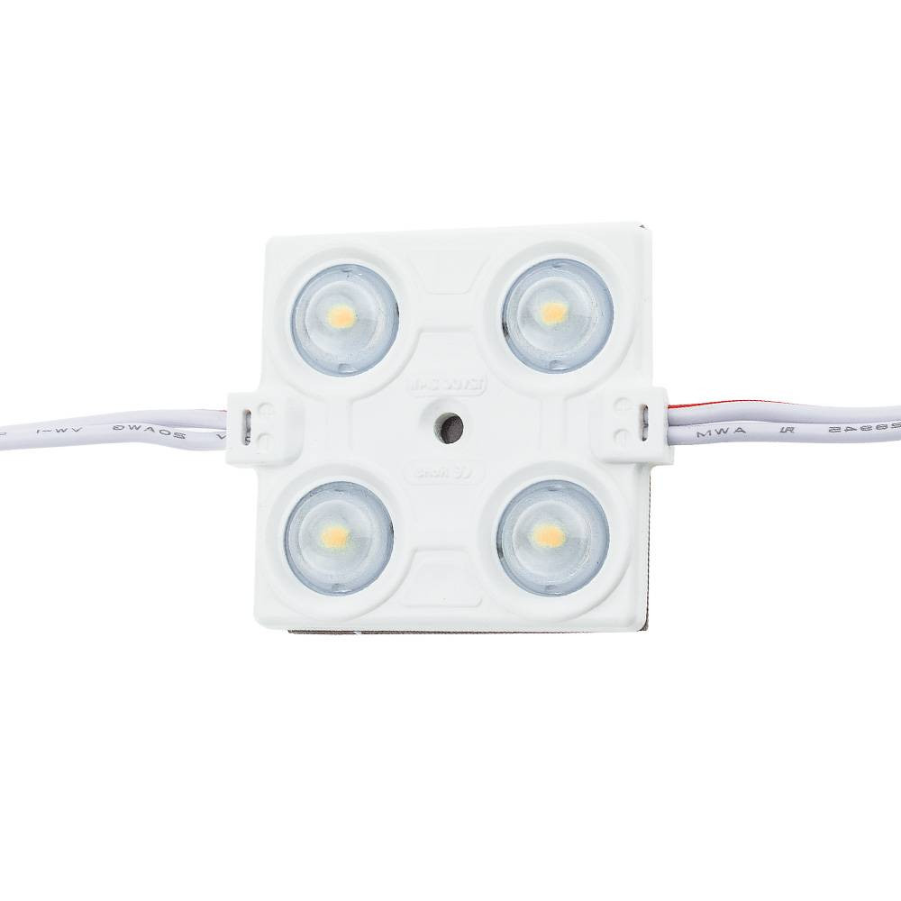 2.4W LED МОДУЛ С ЛУПА 4 2835 160° DC12V IP65 43*38*6.5mm – Топло Бяла