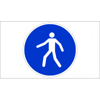 SIGN "MANDATORY MOVEMENT OF PEDESTRIANS AT PLACES MARKED FOR THE PURPOSES"