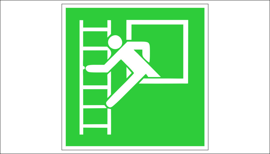 "EMERGENCY WINDOW WITH ESCAPE LADDER" SIGN