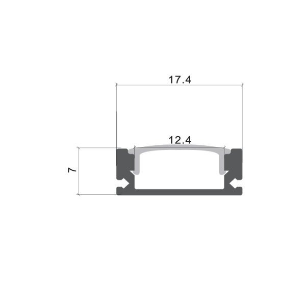 АЛУМИНИЕВ ПРОФИЛ ЗА LED ЛЕНТА БЯЛО ТЯЛО L=2m 17.4x7x12.4mm