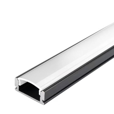 АЛУМИНИЕВ ПРОФИЛ ЗА LED ЛЕНТА ЧЕРНО ТЯЛО/БЯЛ РАСЕЙВАТЕЛ 2m 17.4x7mm