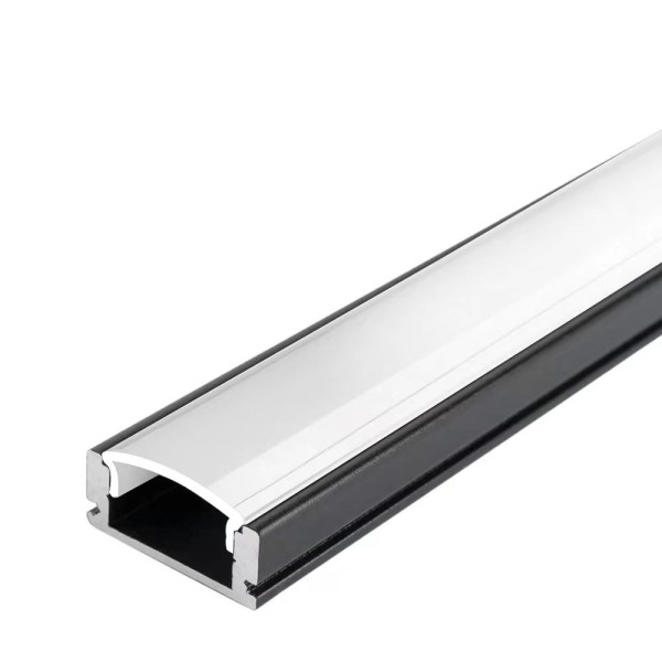 АЛУМИНИЕВ ПРОФИЛ ЗА LED ЛЕНТА ЧЕРНО ТЯЛО/БЯЛ РАСЕЙВАТЕЛ 2m 17.4x7mm