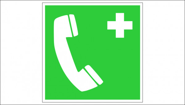 EMERGENCY PHONE SIGN FOR FIRST AID OR EVACUATION

