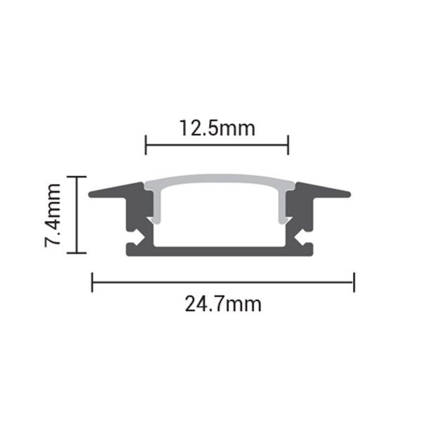 АЛУМИНИЕВ ПРОФИЛ ЗА LED ЛЕНТА ЧЕРЕН С БЯЛ РАЗСЕЙВАТЕЛ L=2m 17.4x7x12.4mm