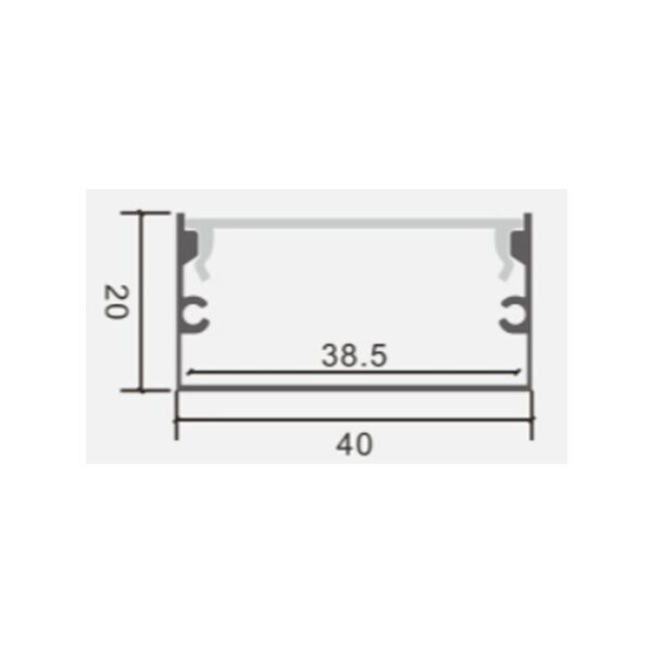 АЛУМИНИЕВ ПРОФИЛ ЗА LED ЛЕНТА L=2m 40*20mm ЧЕРНО ТЯЛО