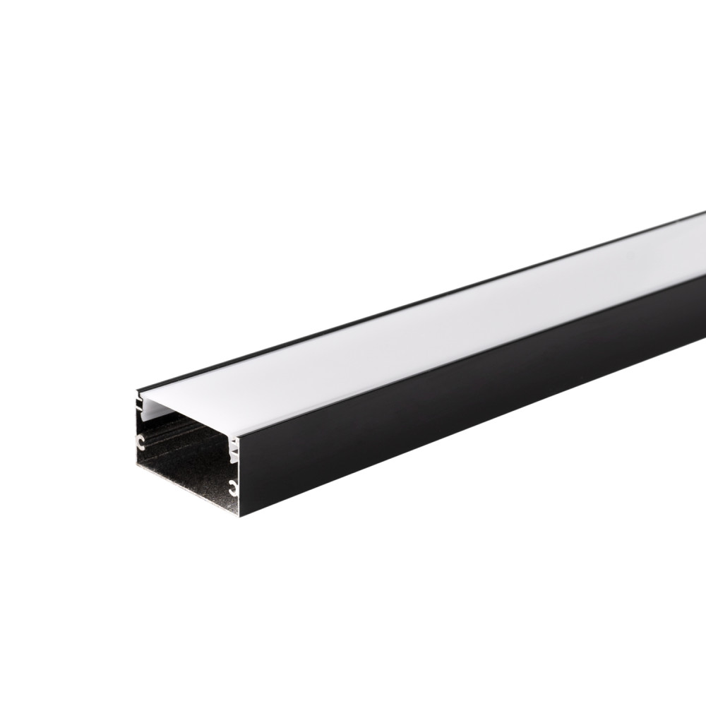 АЛУМИНИЕВ ПРОФИЛ ЗА LED ЛЕНТА ЧЕРНО ТЯЛО/БЯЛ РАЗСЕЙВАТЕЛ 2m 40x20mm