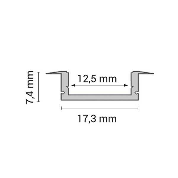 АЛУМИНИЕВ ПРОФИЛ ЗА LED ЛЕНТА 6mm L=1m ВГРАДЕН