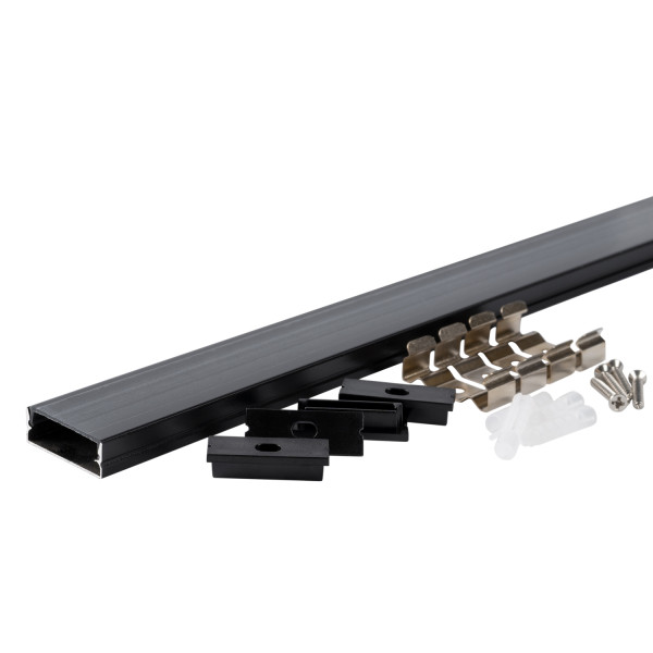 АЛУМИНИЕВ ПРОФИЛ ЗА LED ЛЕНТА ЧЕРНО ТЯЛО/ЧЕРЕН РАЗСЕЙВАТЕЛ 2m 30x10mm