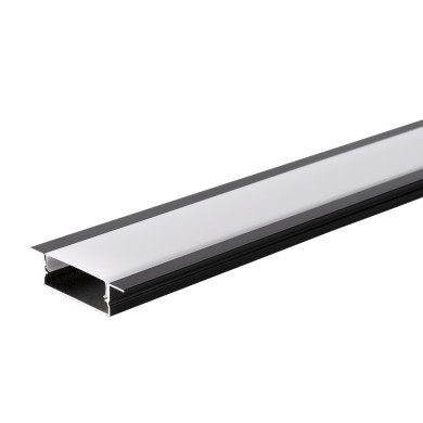 АЛУМИНИЕВ ПРОФИЛ ЗА LED ЛЕНТА ЧЕРНО ТЯЛО/БЯЛ РАЗСЕЙВАТЕЛ 2m 41х10mm ЗА ВГРАЖДАНЕ