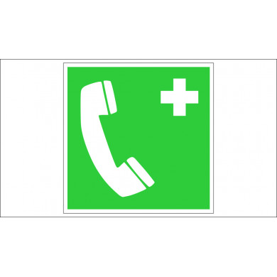 EMERGENCY PHONE SIGN FOR FIRST AID OR EVACUATION