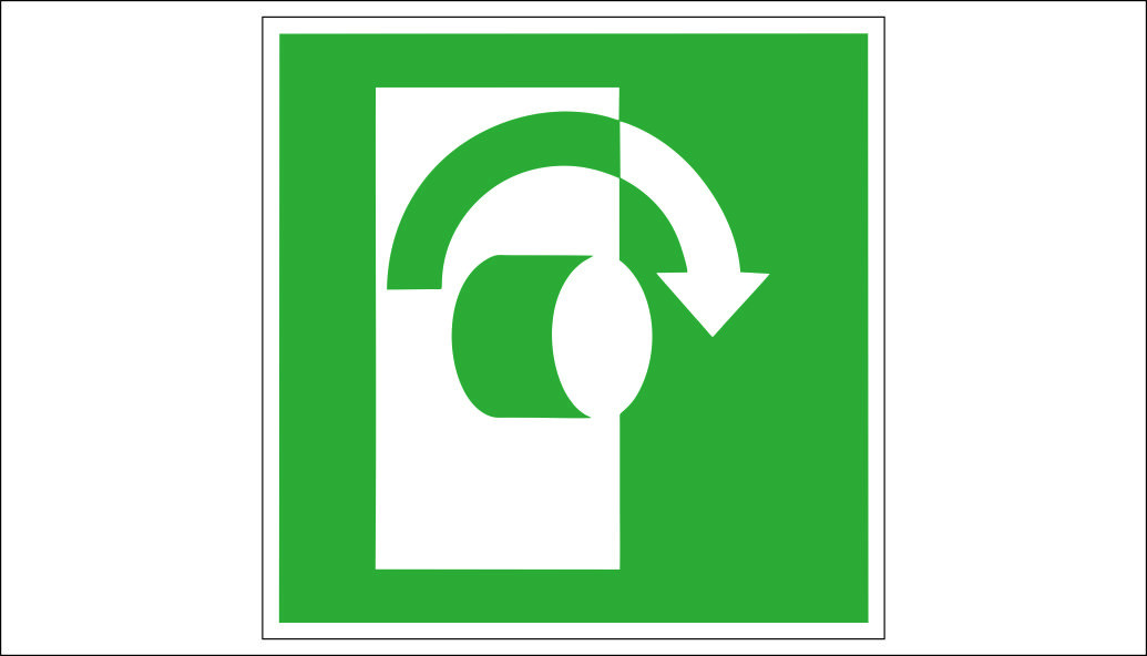 SIGN OPENS BY ROTATING CLOCKWISE