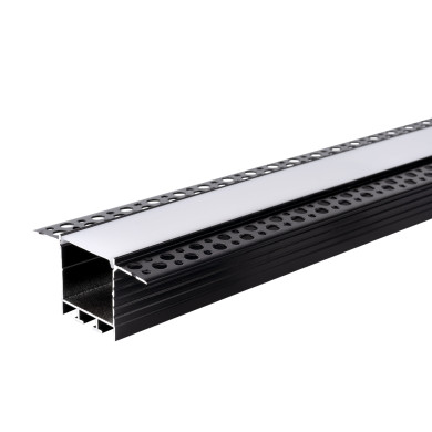 АЛУМИНИЕВ ПРОФИЛ ЗА LED ЛЕНТА ЧЕРНО ТЯЛО/БЯЛ РАЗСЕЙВАТЕЛ 2m 71.5x35mm ЗА ВГРАЖДАНЕ