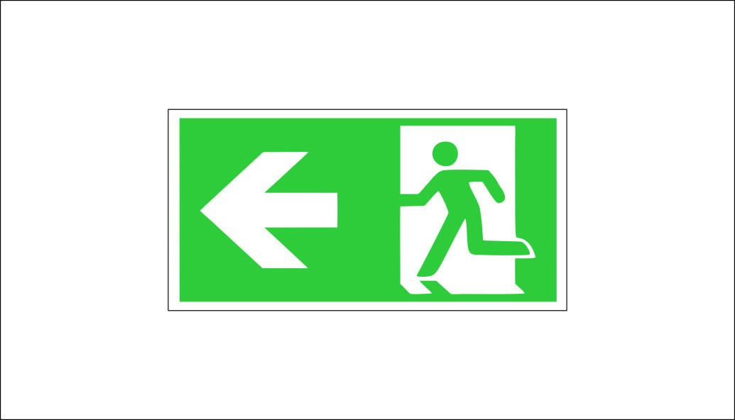 SIGN EMERGENCY EXIT EVACUATION ROUTE LEFT