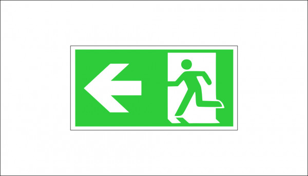 SIGN EMERGENCY EXIT EVACUATION ROUTE LEFT

