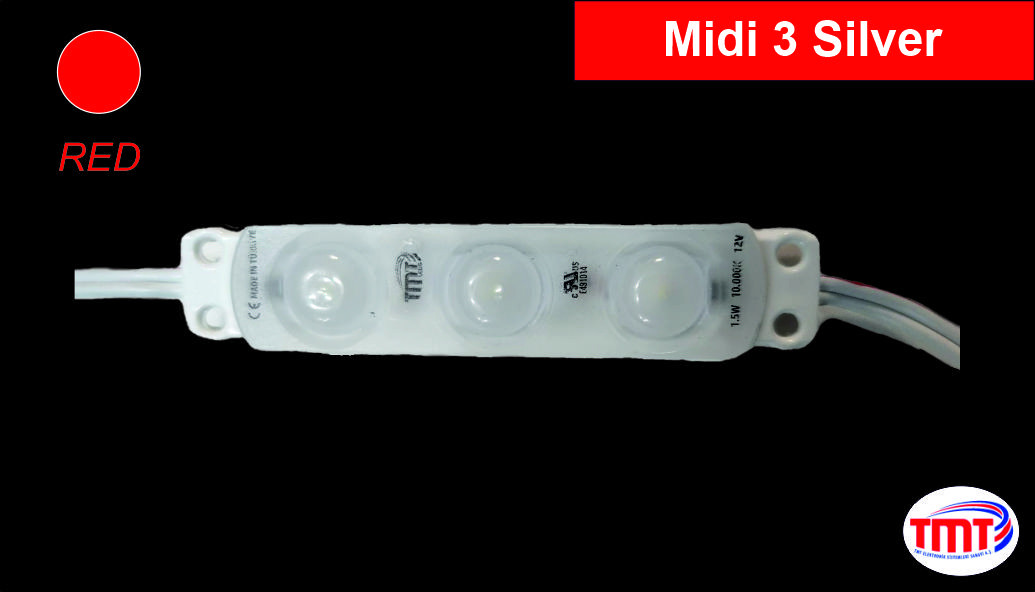 Midi 3 Silver, LED Module, RED, 1,20W, IP 67