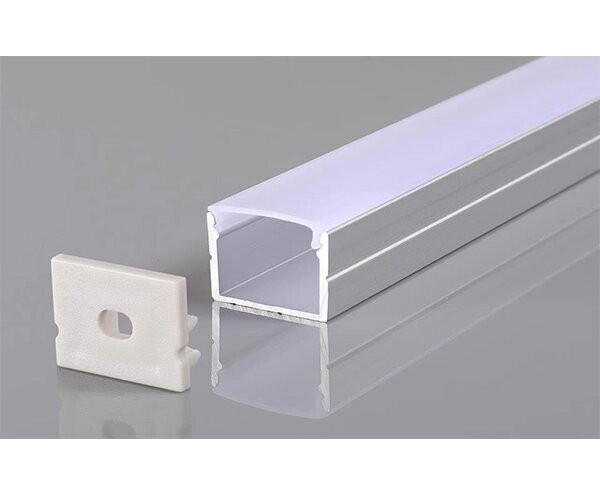 АЛУМИНИЕВ ПРОФИЛ ЗА LED ЛЕНТА СРЕБРИСТО ТЯЛО/БЯЛ РАЗСЕЙВАТЕЛ 2m 19.3x13mm