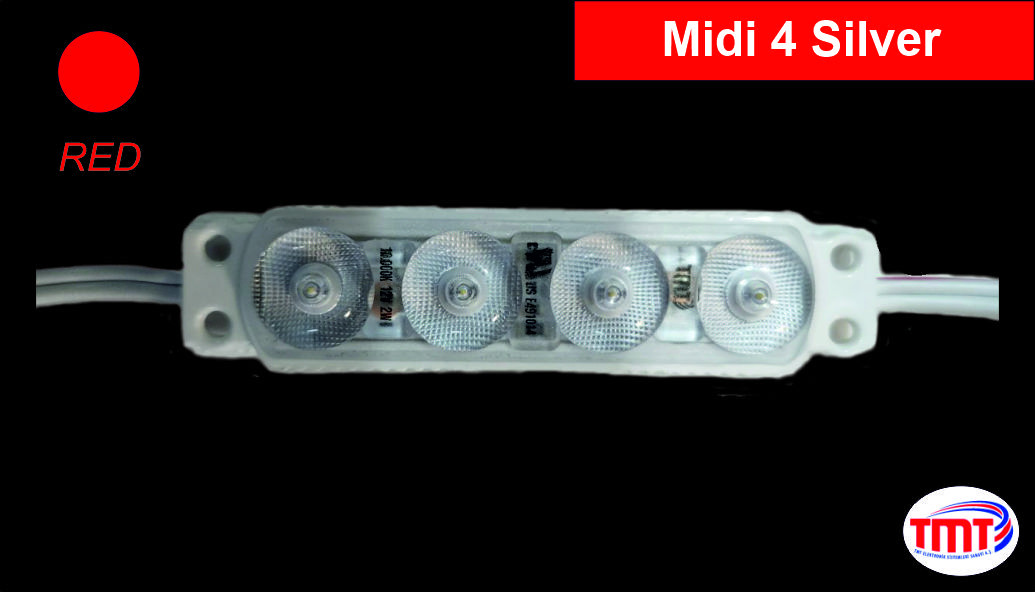 Midi 4 Silver, LED Module, RED, 1,50W, IP 67