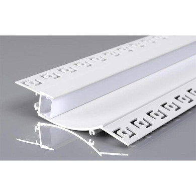 АЛУМИНИЕВ ПРОФИЛ ЗА LED ЛЕНТА СРЕБРИСТО ТЯЛО/БЯЛ РАЗСЕЙВАТЕЛ 2m 98х19mm ЗА ВГРАЖДАНЕ