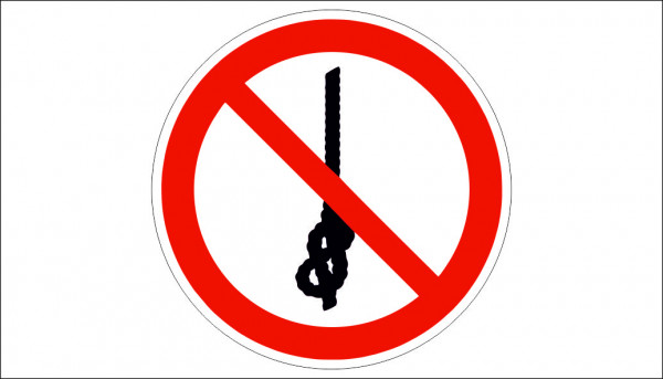 NO KNOT TYING SIGN