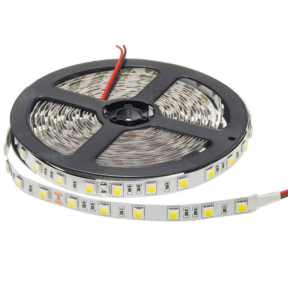 24V LED ЛЕНТА 1ролка-5м, 5050 60 SMD/m НЕВЛАГОЗАЩИТЕНА – Студено Бяла