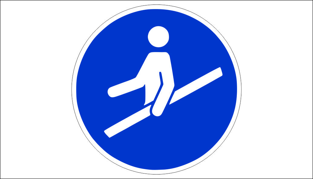 "USE THE SAFETY RAILWAY" SIGN