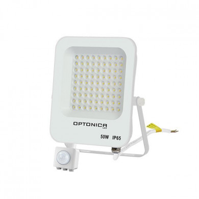 LED SMD ПРОЖЕКТОР БЯЛ 50W 4500LM AC220-240V 90° IP65 6000K + СЕНЗОР