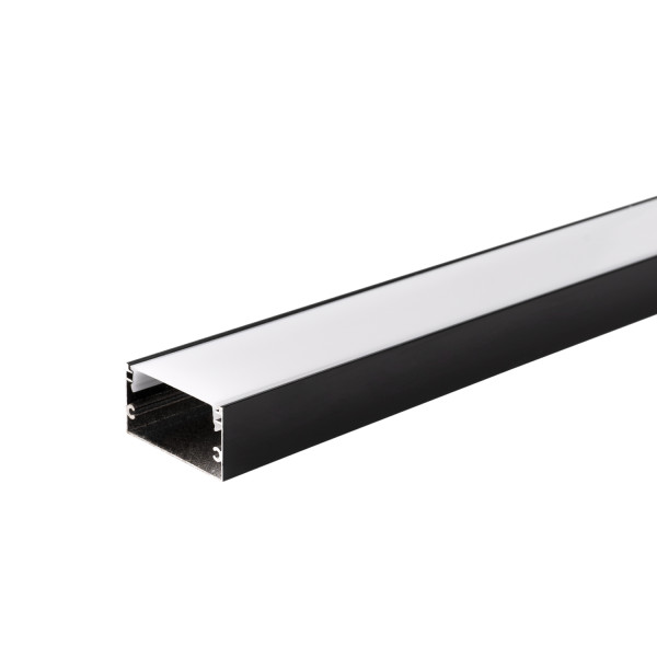 АЛУМИНИЕВ ПРОФИЛ ЗА LED ЛЕНТА ЧЕРНО ТЯЛО/БЯЛ РАЗСЕЙВАТЕЛ 2m 40x20mm