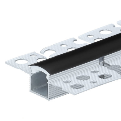 ГЪВКАВ ПРОФИЛ ЗА LED ЛЕНТА БЯЛО ТЯЛО/ЧЕРЕН РАЗСЕЙВАТЕЛ 2m ЗА ВГРАЖДАНЕ