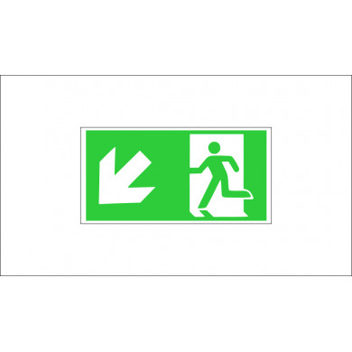 "EMERGENCY EXIT/EVACUATION ROUTE - DOWN AND LEFT" SIGN