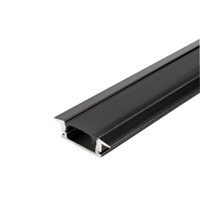 АЛУМИНИЕВ ПРОФИЛ ЗА LED ЛЕНТА ЧЕРНО ТЯЛО/ЧЕРЕН РАЗСЕЙВАТЕЛ 2m 24.7×7.4mm ЗА ВГРАЖДАНЕ