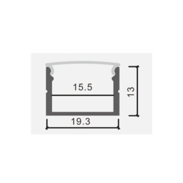 АЛУМИНИЕВ ПРОФИЛ ЗА LED ЛЕНТА L=2m 19*13mm СРЕБРИСТО ТЯЛО С БЯЛ РЕФЛЕКТОР